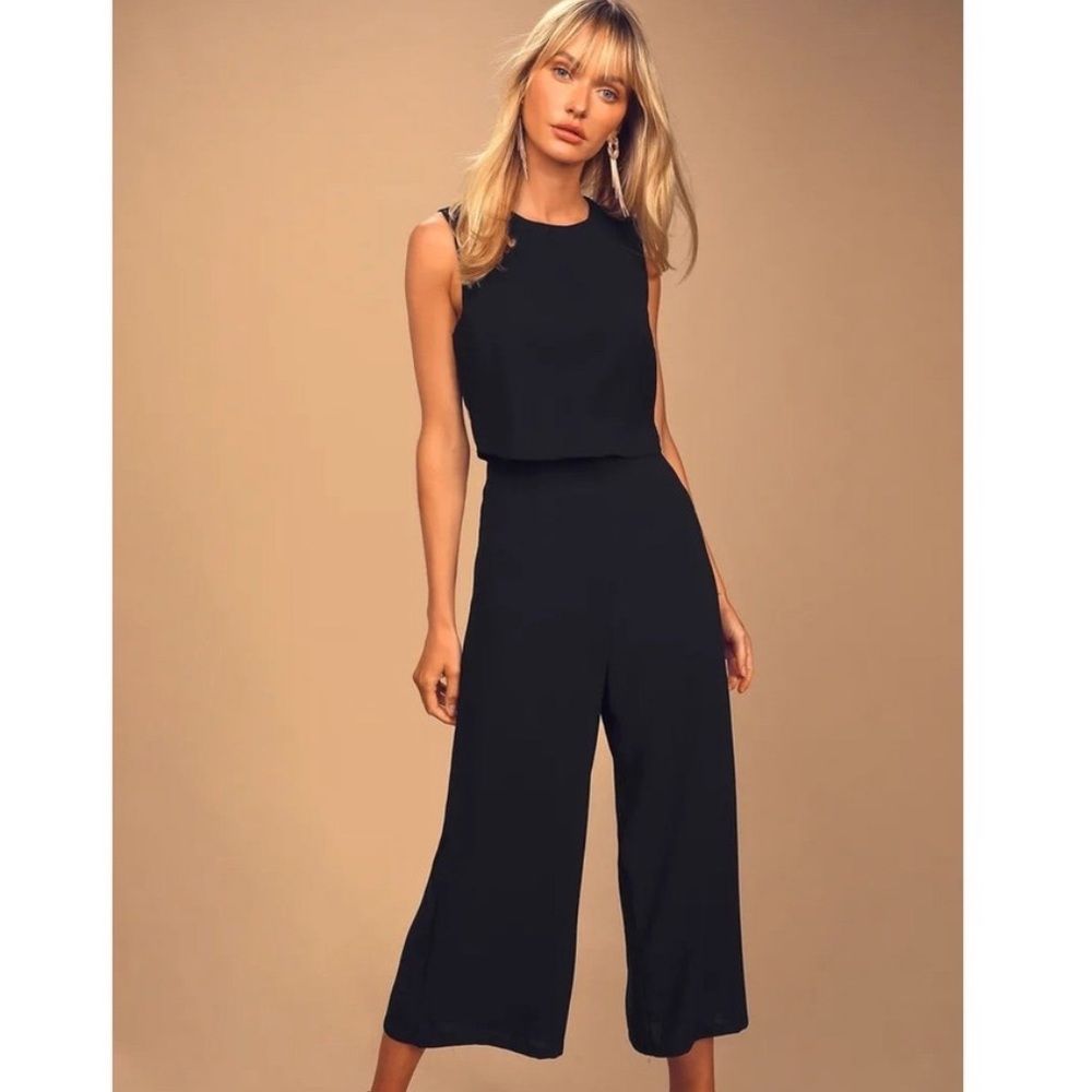 Glam-bition Sage Black Backless Midi Jumpsuit